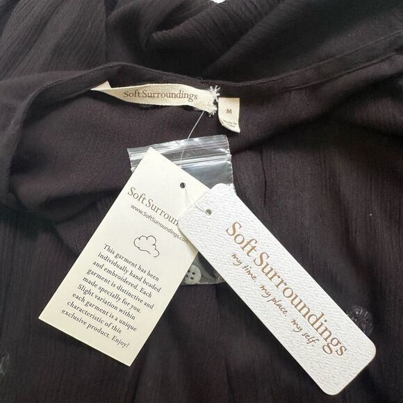 Soft Surroundings Black Breezeway Kimono Embellished‎ Mirror accent sz M New - Picture 9 of 12